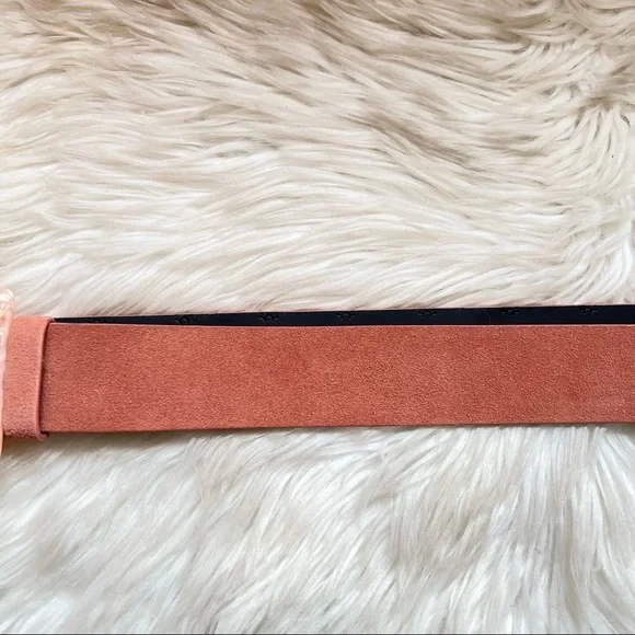 New! Very Rare LELE SADOUGHI Marble Acetate Buckle Suede Belt in Blush - Picture 6 of 9